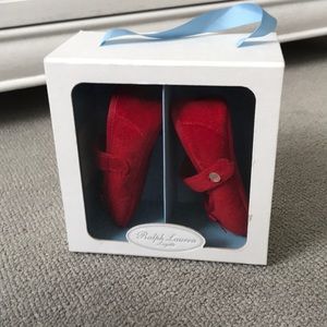 Ralph Lauren layette red crib shoes